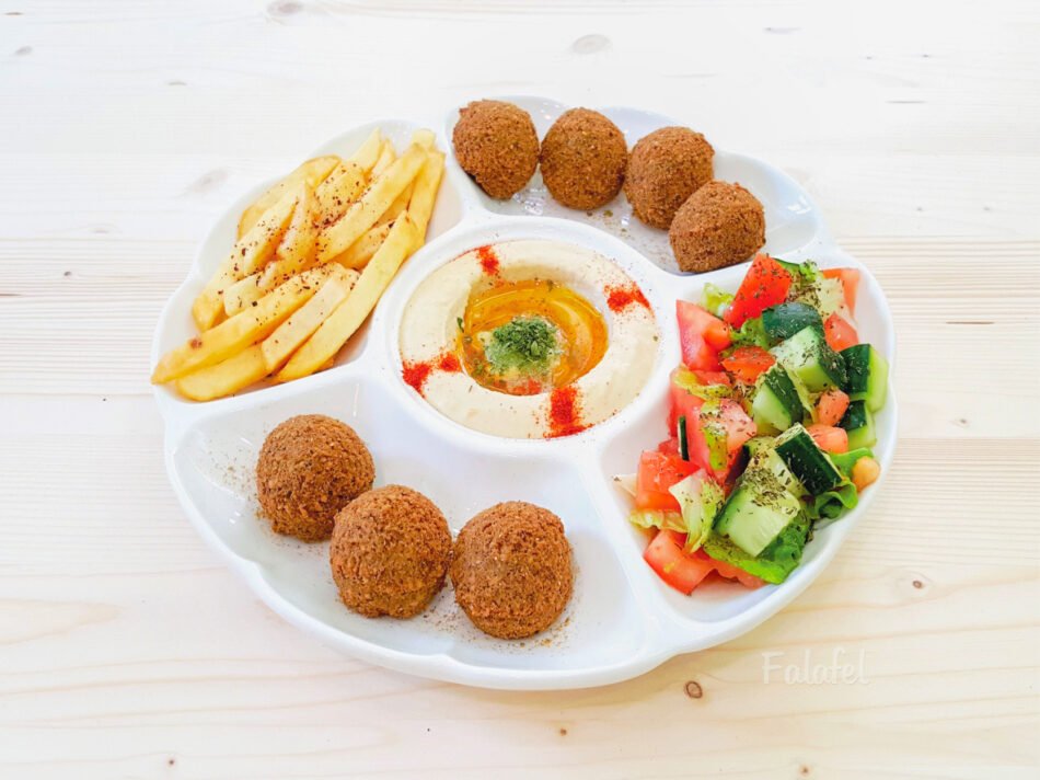 Falafel meal with hummus